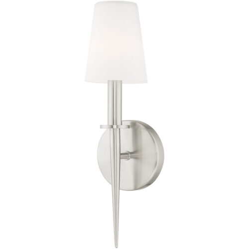 4.25 inch 1 Light Brushed Nickel ADA Wall Sconce with Hand Blown Opal White Glass Shade-Lighting LumensWall Sconces