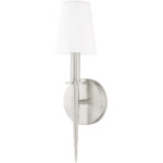 4.25 inch 1 Light Brushed Nickel ADA Wall Sconce with Hand Blown Opal White Glass Shade-Lighting LumensWall Sconces