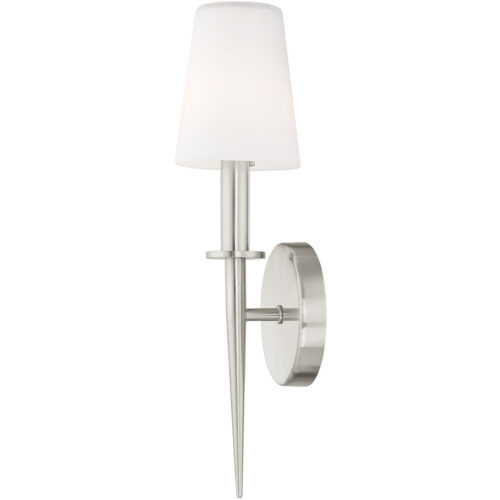 4.25 inch 1 Light Brushed Nickel ADA Wall Sconce with Hand Blown Opal White Glass Shade-Lighting LumensWall Sconces