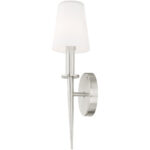 4.25 inch 1 Light Brushed Nickel ADA Wall Sconce with Hand Blown Opal White Glass Shade-Lighting LumensWall Sconces