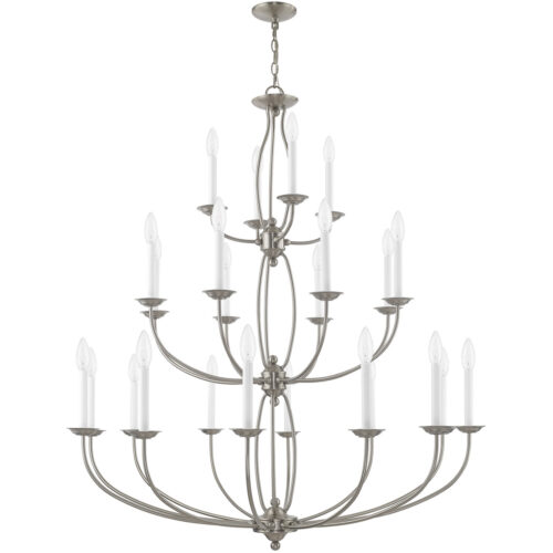 24 Light Brushed Nickel Chandelier with Steel base material-Lighting LumensChandeliers