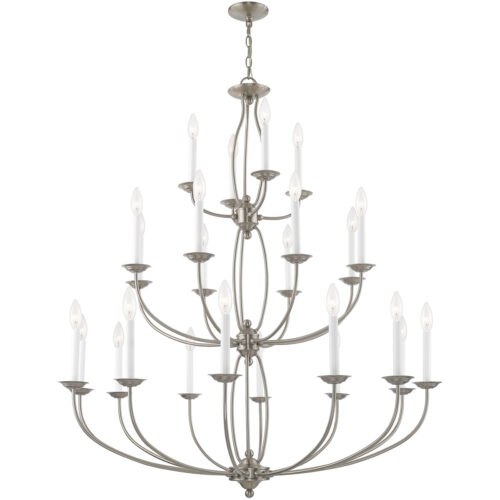 24 Light Brushed Nickel Chandelier with Steel base material-Lighting LumensChandeliers