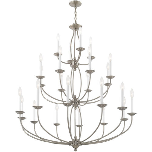 24 Light Brushed Nickel Chandelier with Steel base material-Lighting LumensChandeliers