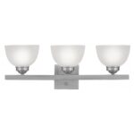 24.75 inch 3 Light Brushed Nickel Bathroom Vanity light fixture with Satin Glass Shade-Lighting LumensBath/Vanity