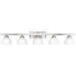 48 inch 5 Light Brushed Nickel Bathroom Vanity light fixture with Satin Glass Shade-Lighting LumensBath/Vanity