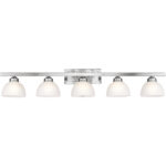 48 inch 5 Light Brushed Nickel Bathroom Vanity light fixture with Satin Glass Shade-Lighting LumensBath/Vanity