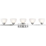 48 inch 5 Light Brushed Nickel Bathroom Vanity light fixture with Satin Glass Shade-Lighting LumensBath/Vanity