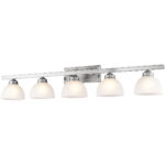 48 inch 5 Light Brushed Nickel Bathroom Vanity light fixture with Satin Glass Shade-Lighting LumensBath/Vanity