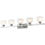 48 inch 5 Light Brushed Nickel Bathroom Vanity light fixture with Satin Glass Shade-Lighting LumensBath/Vanity