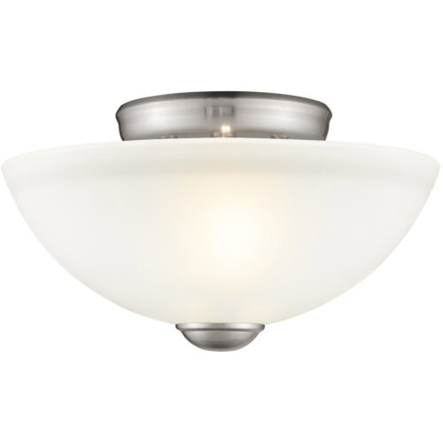 2 Light Brushed Nickel Ceiling Light fixture with Satin Glass Shade-Lighting LumensFlush Mount Ceiling Lights