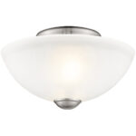 2 Light Brushed Nickel Ceiling Light fixture with Satin Glass Shade-Lighting LumensFlush Mount Ceiling Lights