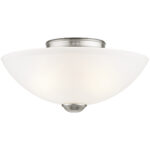 2 Light Brushed Nickel Ceiling Light fixture with Satin Glass Shade-Lighting LumensFlush Mount Ceiling Lights