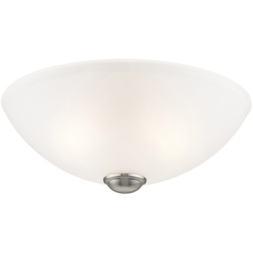 2 Light Brushed Nickel Ceiling Light fixture with Satin Glass Shade-Lighting LumensFlush Mount Ceiling Lights