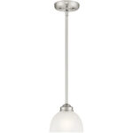 1 Light Brushed Nickel Mini Pendant with Satin Glass Shade-Lighting LumensPendant Lights