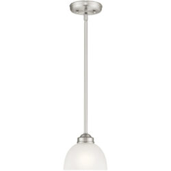 1 Light Brushed Nickel Mini Pendant with Satin Glass Shade-Lighting LumensPendant Lights