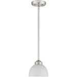 1 Light Brushed Nickel Mini Pendant with Satin Glass Shade-Lighting LumensPendant Lights