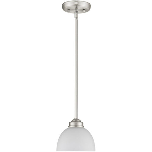 1 Light Brushed Nickel Mini Pendant with Satin Glass Shade-Lighting LumensPendant Lights