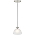 1 Light Brushed Nickel Mini Pendant with Satin Glass Shade-Lighting LumensPendant Lights