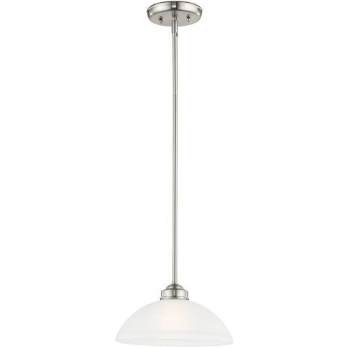 1 Light Brushed Nickel Pendant light Hanging Light Fixture with Satin Glass Shade-Lighting LumensPendant Lights