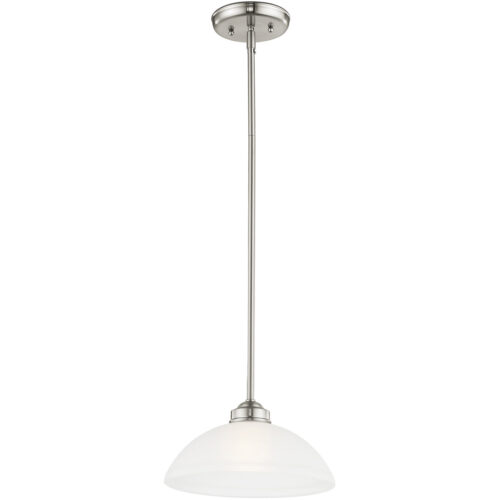 1 Light Brushed Nickel Pendant light Hanging Light Fixture with Satin Glass Shade-Lighting LumensPendant Lights