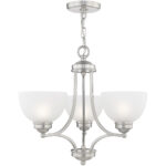 3 Light Brushed Nickel Chandelier with Satin Glass Shade-Lighting LumensChandeliers