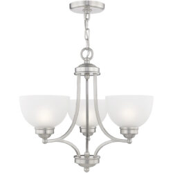 3 Light Brushed Nickel Chandelier with Satin Glass Shade-Lighting LumensChandeliers