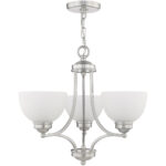 3 Light Brushed Nickel Chandelier with Satin Glass Shade-Lighting LumensChandeliers