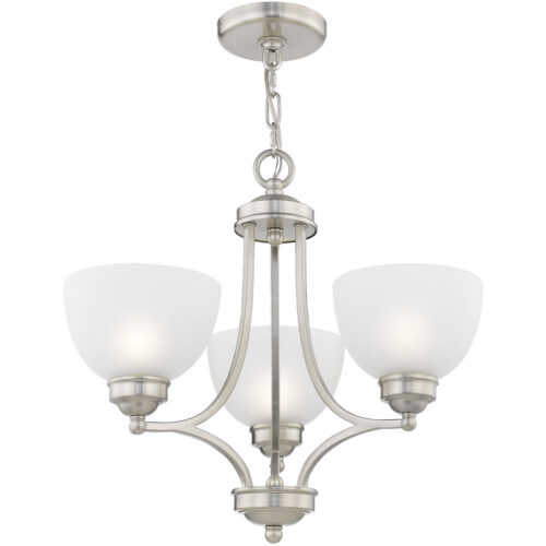 3 Light Brushed Nickel Chandelier with Satin Glass Shade-Lighting LumensChandeliers