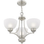 3 Light Brushed Nickel Chandelier with Satin Glass Shade-Lighting LumensChandeliers