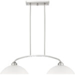 13 inch 2 Light Brushed Nickel Billiard/Island with Satin Glass Shade-Lighting LumensChandeliers