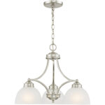 3 Light Brushed Nickel Chandelier with Satin Glass Shade-Lighting LumensChandeliers