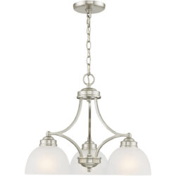 3 Light Brushed Nickel Chandelier with Satin Glass Shade-Lighting LumensChandeliers