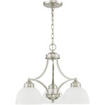 3 Light Brushed Nickel Chandelier with Satin Glass Shade-Lighting LumensChandeliers