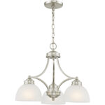 3 Light Brushed Nickel Chandelier with Satin Glass Shade-Lighting LumensChandeliers