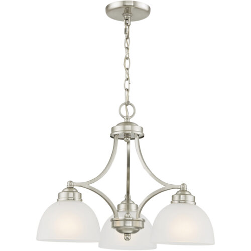 3 Light Brushed Nickel Chandelier with Satin Glass Shade-Lighting LumensChandeliers