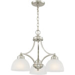 3 Light Brushed Nickel Chandelier with Satin Glass Shade-Lighting LumensChandeliers