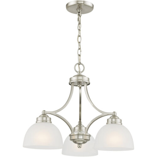 3 Light Brushed Nickel Chandelier with Satin Glass Shade-Lighting LumensChandeliers