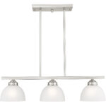 6.5 inch 3 Light Brushed Nickel Island with Satin Glass Shade-Lighting LumensChandeliers