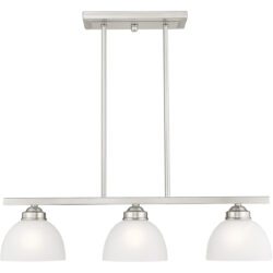 6.5 inch 3 Light Brushed Nickel Island with Satin Glass Shade-Lighting LumensChandeliers