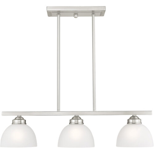 6.5 inch 3 Light Brushed Nickel Island with Satin Glass Shade-Lighting LumensChandeliers