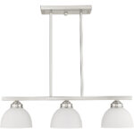 6.5 inch 3 Light Brushed Nickel Island with Satin Glass Shade-Lighting LumensChandeliers