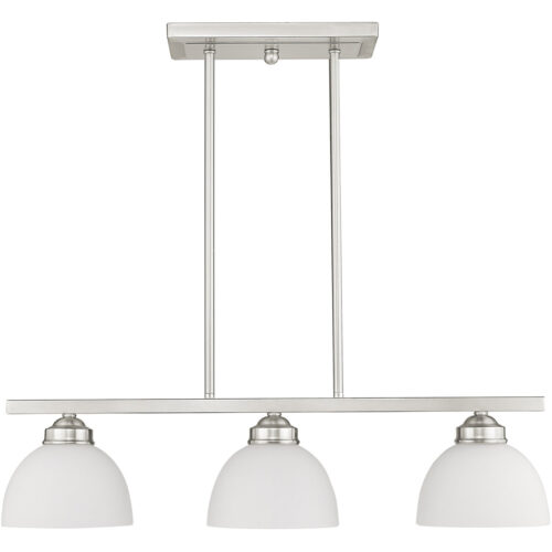 6.5 inch 3 Light Brushed Nickel Island with Satin Glass Shade-Lighting LumensChandeliers