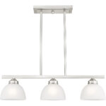 6.5 inch 3 Light Brushed Nickel Island with Satin Glass Shade-Lighting LumensChandeliers