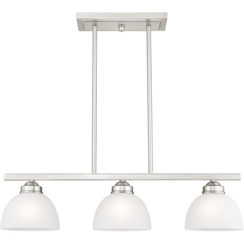 6.5 inch 3 Light Brushed Nickel Island with Satin Glass Shade-Lighting LumensChandeliers