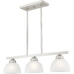 6.5 inch 3 Light Brushed Nickel Island with Satin Glass Shade-Lighting LumensChandeliers