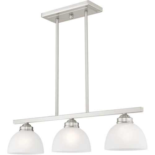 6.5 inch 3 Light Brushed Nickel Island with Satin Glass Shade-Lighting LumensChandeliers