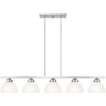 6.5 inch 5 Light Brushed Nickel Island with Satin Glass Shade-Lighting LumensChandeliers