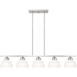 6.5 inch 5 Light Brushed Nickel Island with Satin Glass Shade-Lighting LumensChandeliers