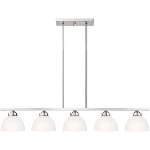 6.5 inch 5 Light Brushed Nickel Island with Satin Glass Shade-Lighting LumensChandeliers