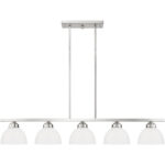 6.5 inch 5 Light Brushed Nickel Island with Satin Glass Shade-Lighting LumensChandeliers